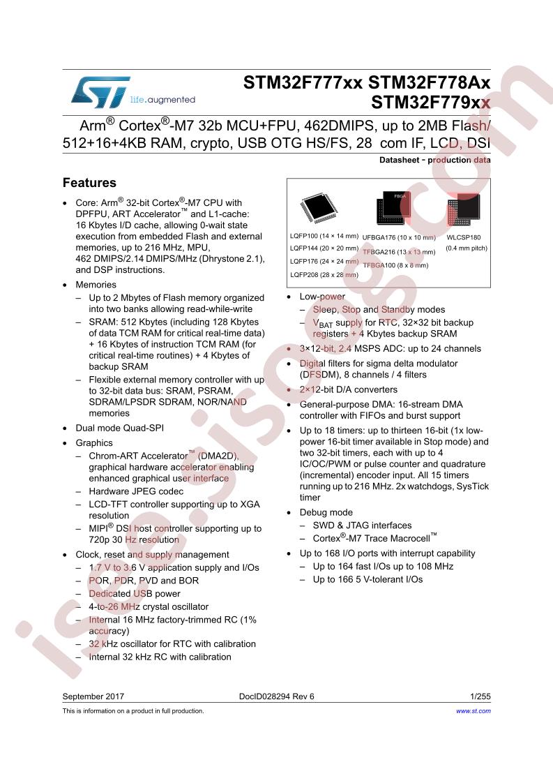 STM32F777xx, 778Ax, 779xx