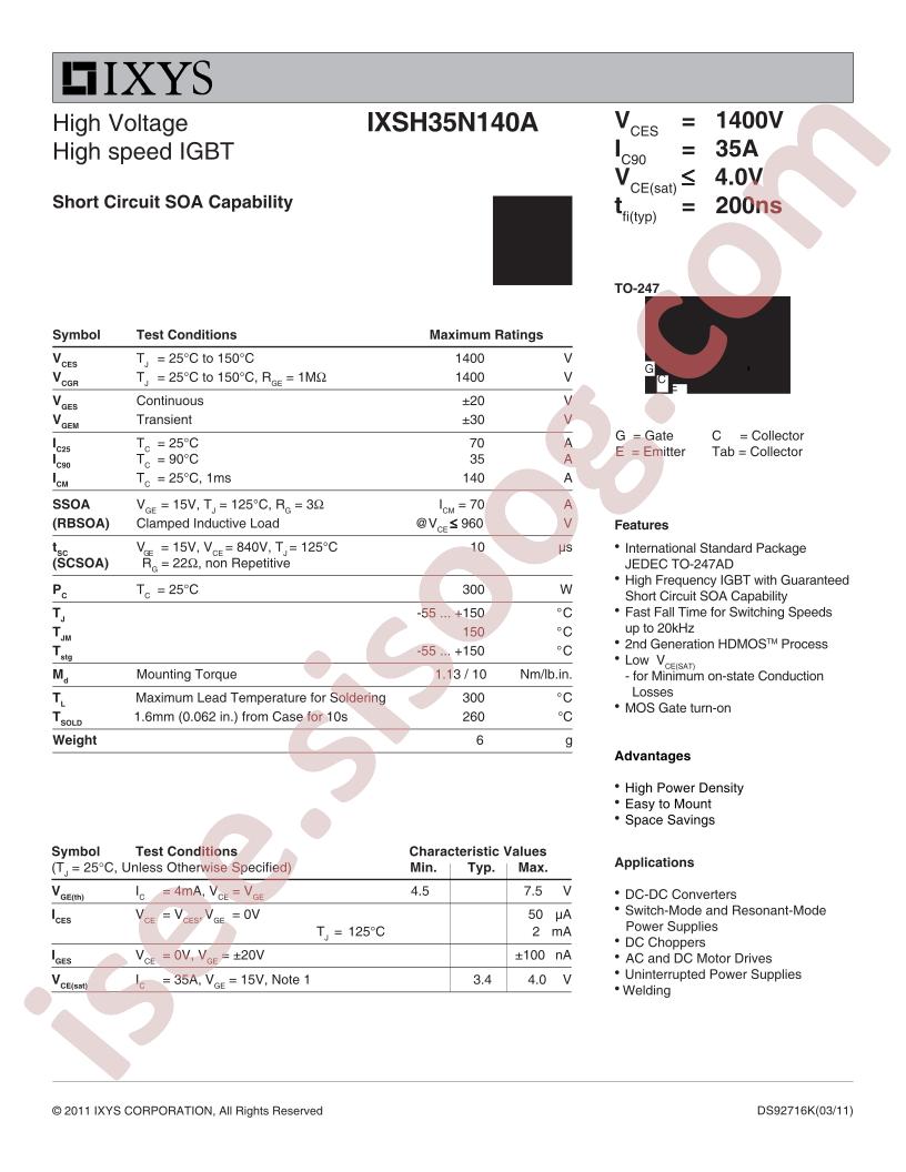 IXSH35N140A