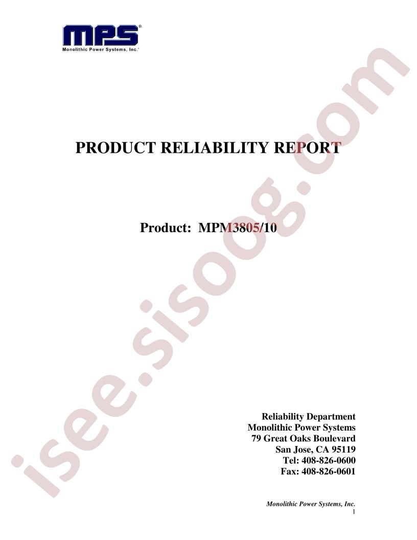 MPM3805, 10 Reliability Report