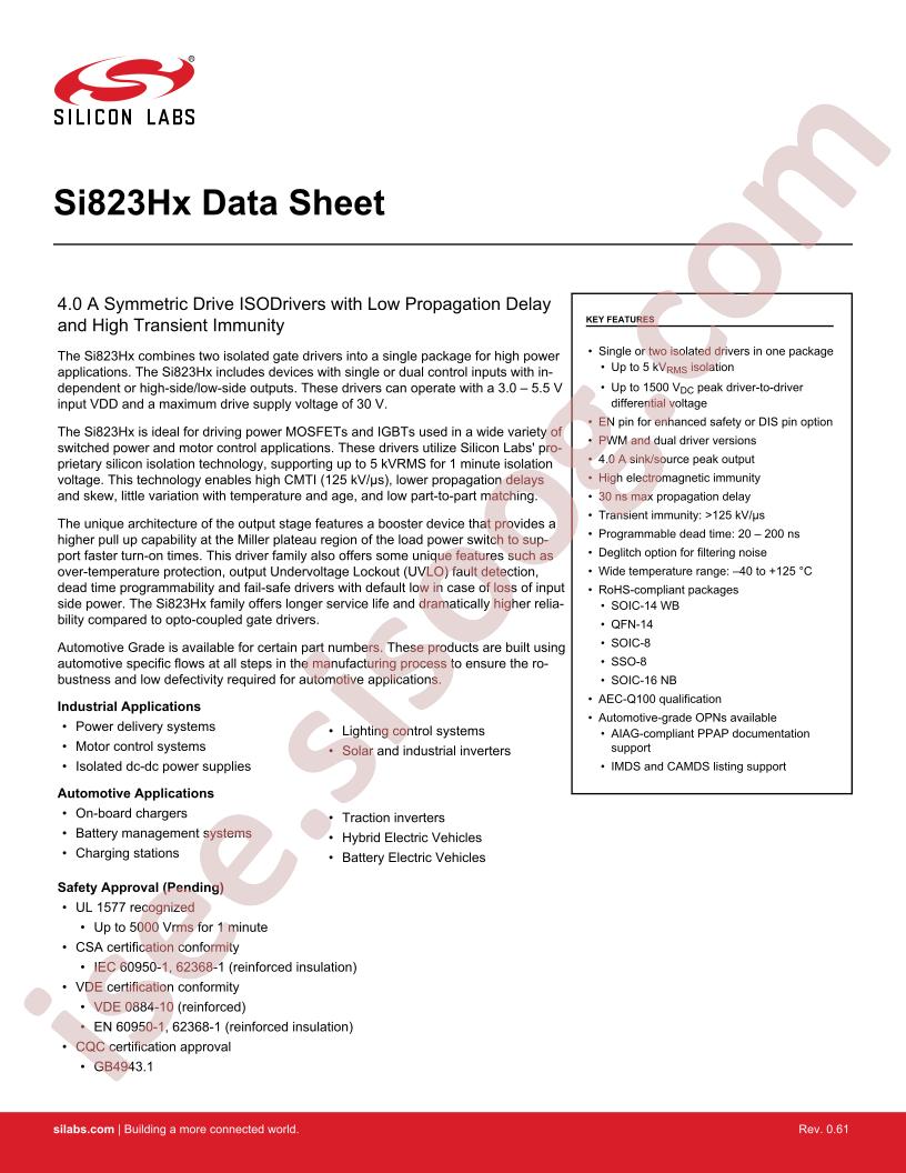 Si823Hx Series Datasheet