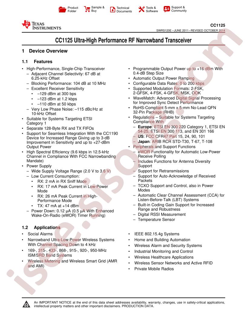 CC1125 Datasheet