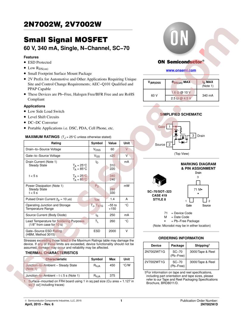 2N7002W Datasheet