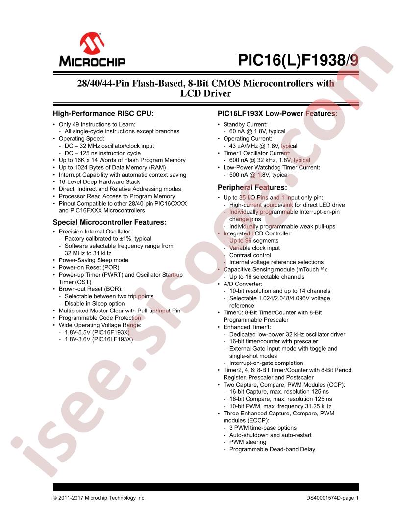 PIC16(L)F1938,39 Datasheet