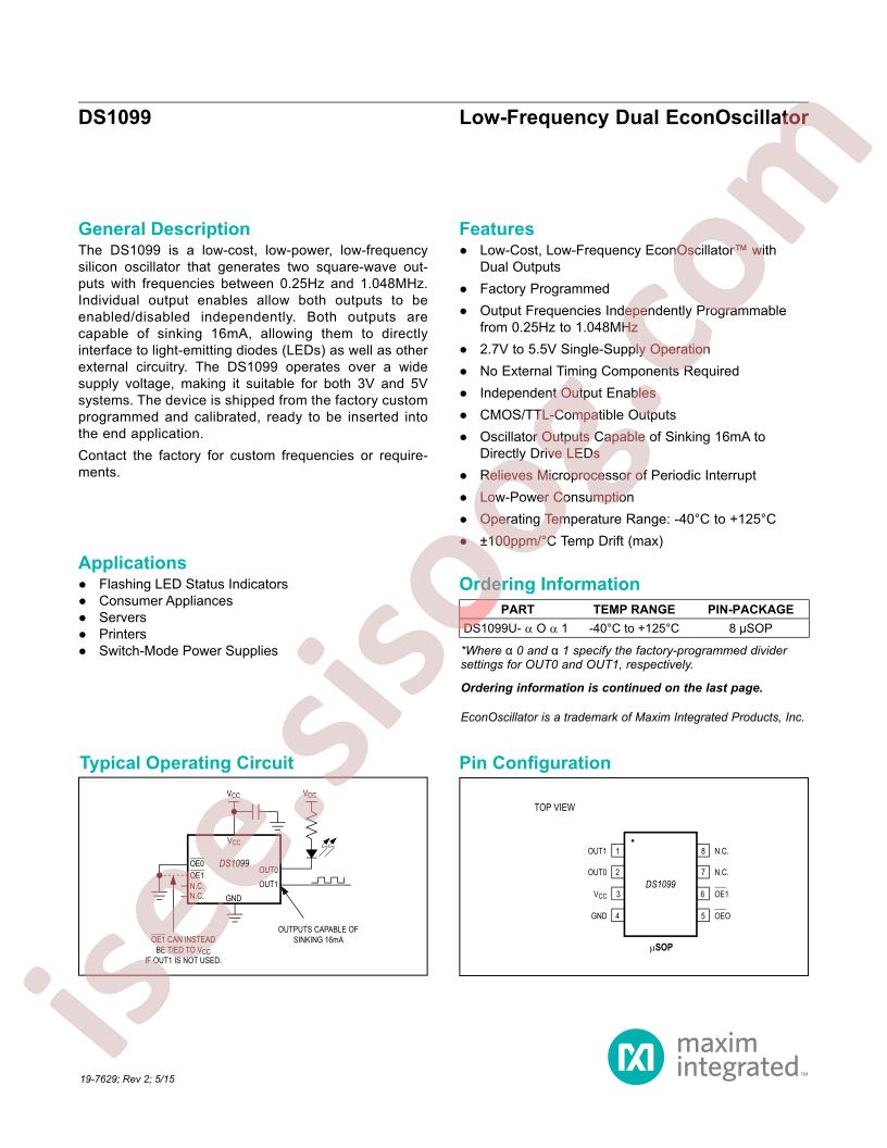 DS1099 Series Datasheet