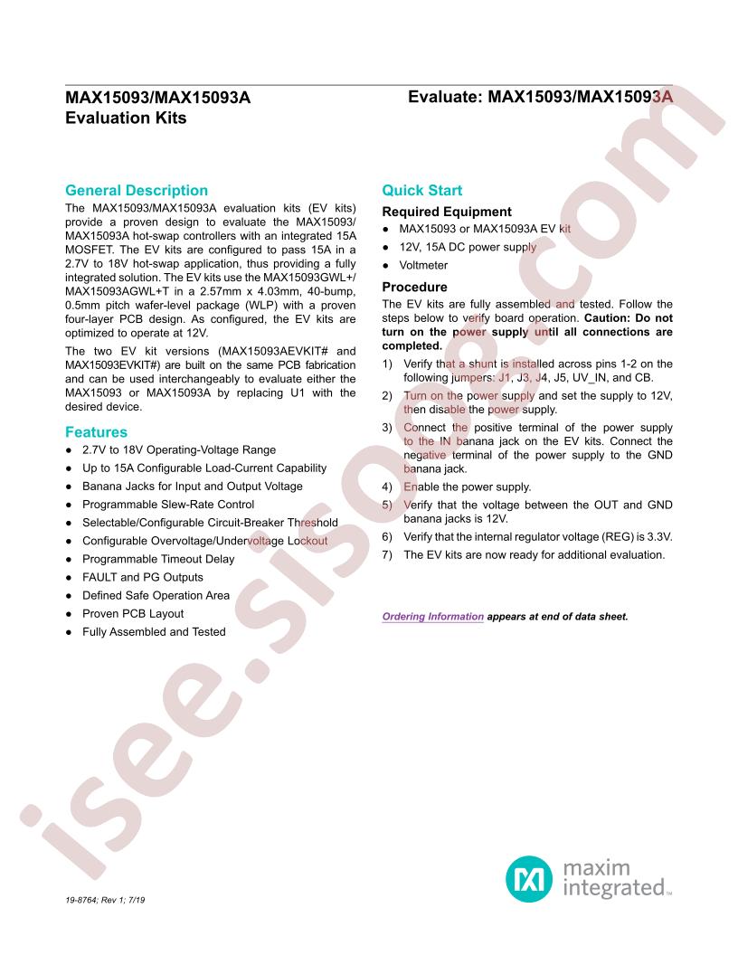 MAX15093/A Evaluation Kits