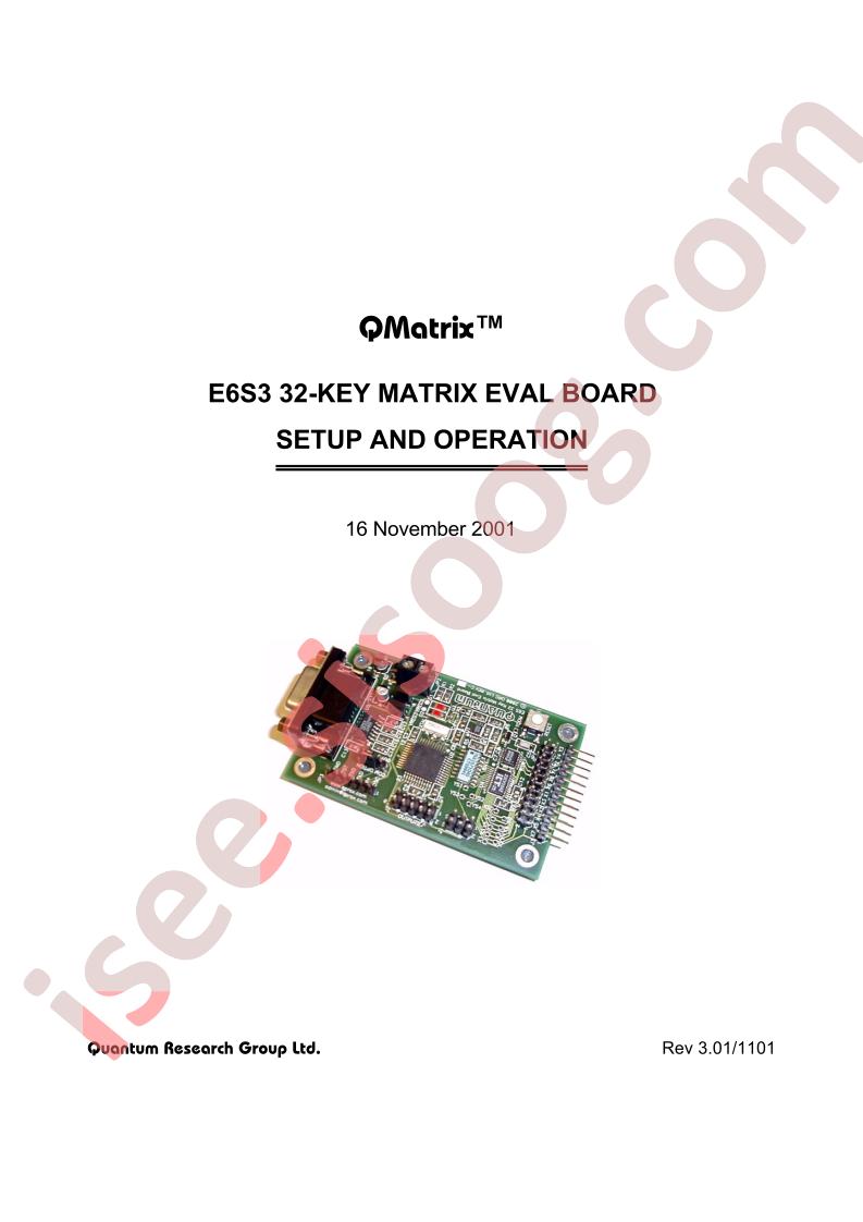 E6S3 32-Key Matrix Eval Board (Setup and Operation)