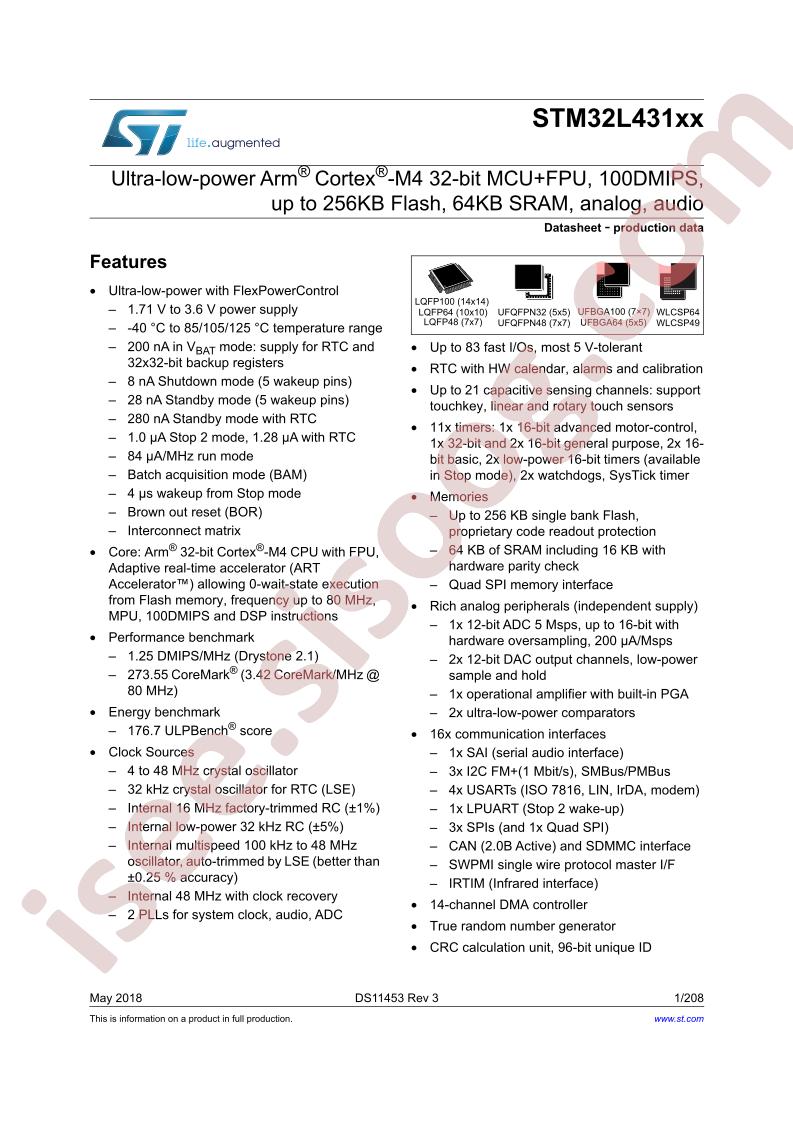 STM32L431xx Datasheet