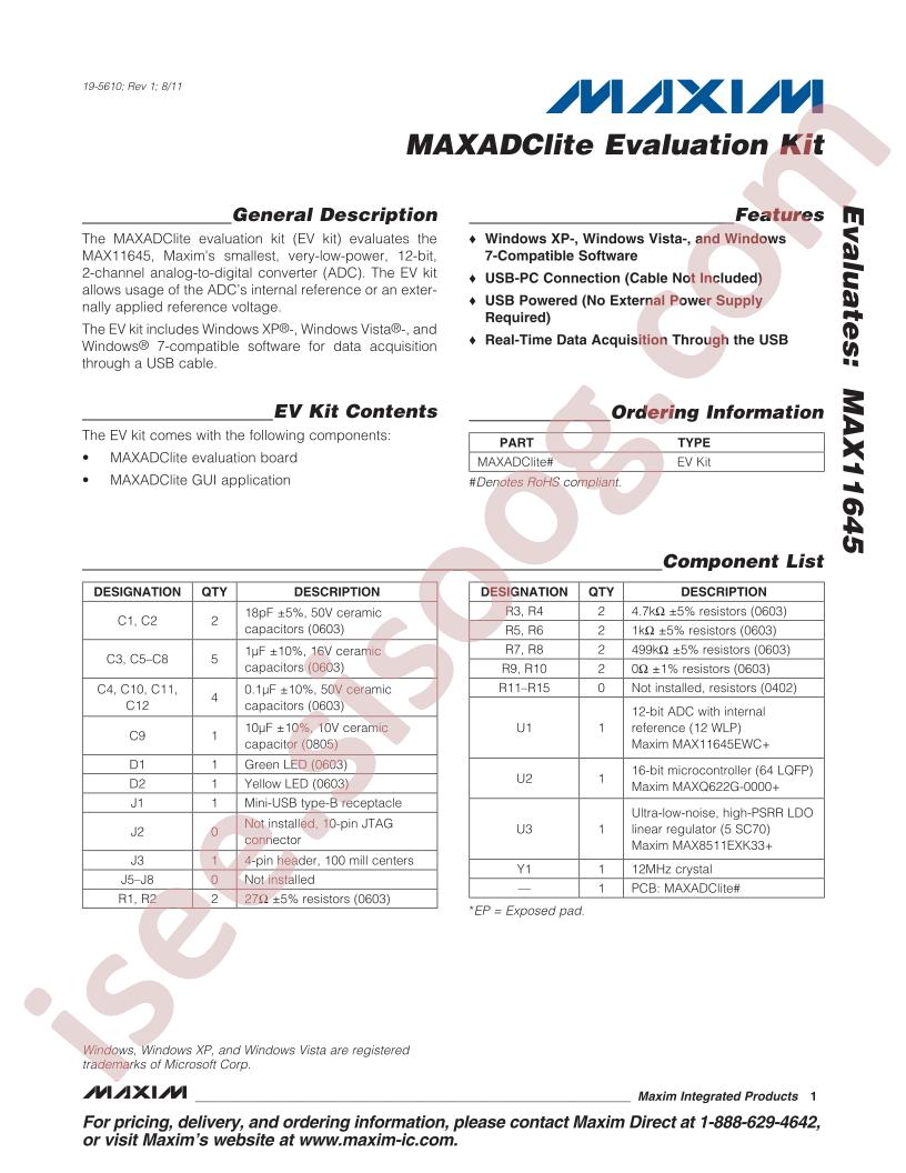 MAXADCLITE+ Eval Kit