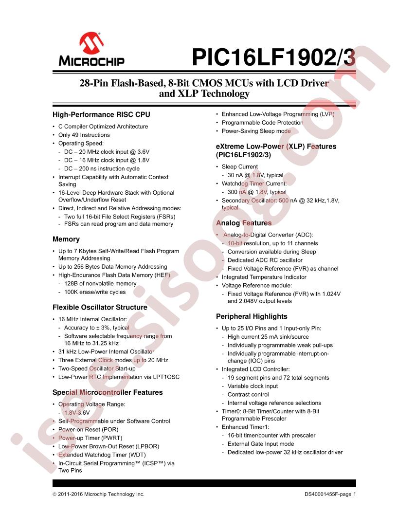 PIC16LF1902,903 Datasheet