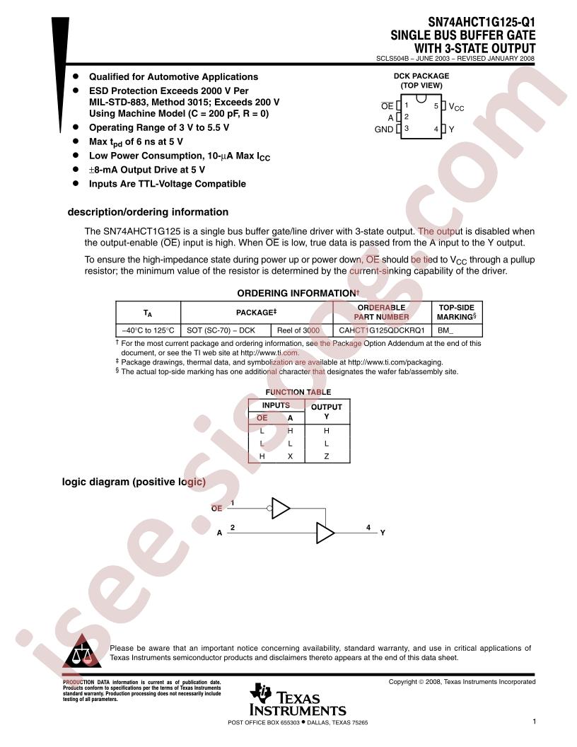 SN74AHCT1G125-Q1