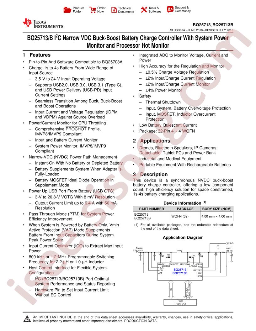 BQ25713 Datasheet