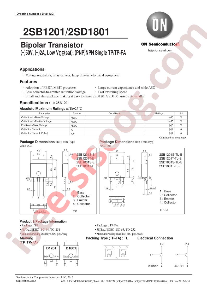 2SB1201S/2SD1801