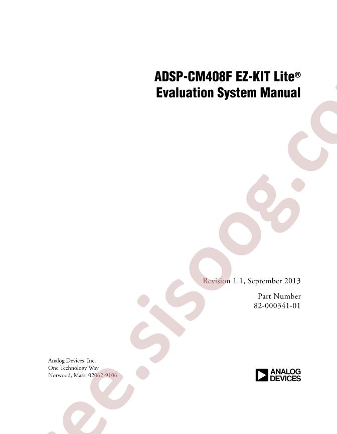 ADSP-CM408F EZ-KIT Lite Manual