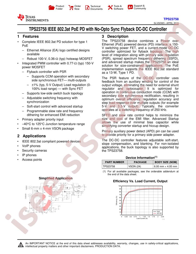TPS23758 Datasheet