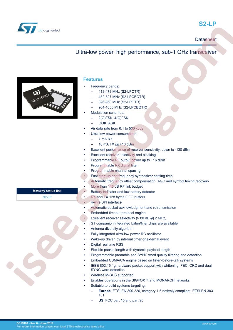 S2-LP Datasheet