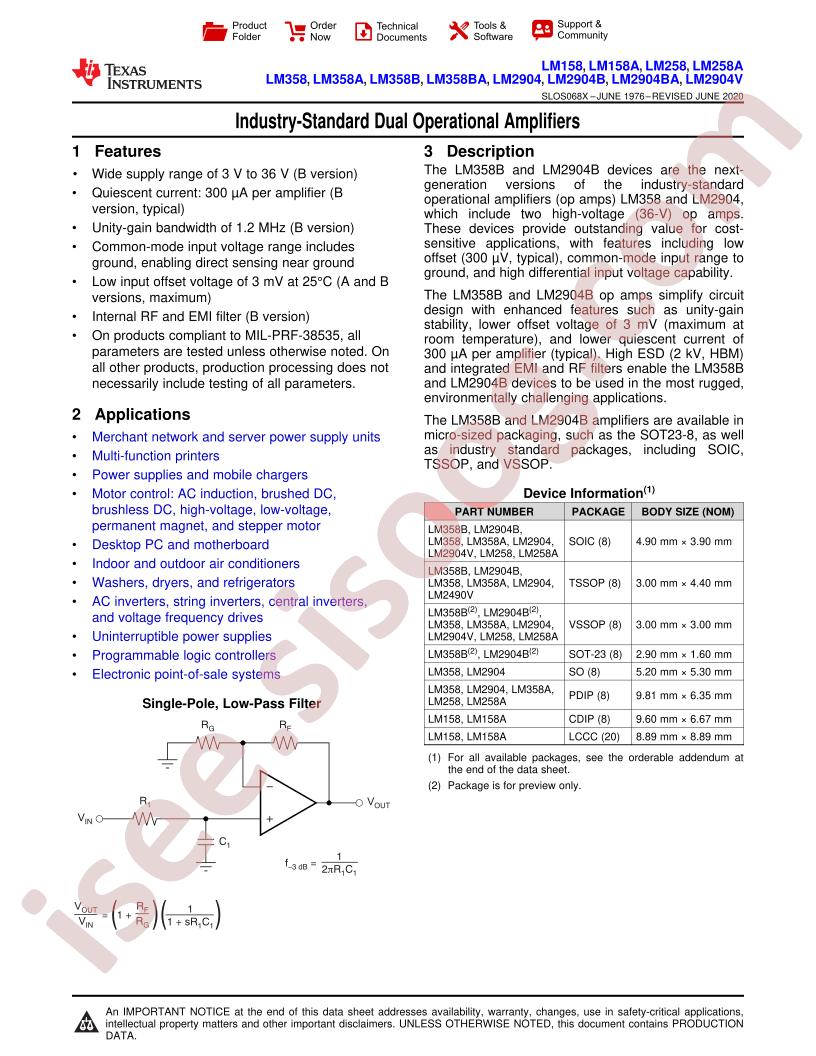 LM158,258,358(A),2904(V) Datasheet