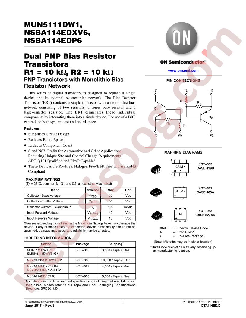 MUN5111DW1, NSBA114EDxx
