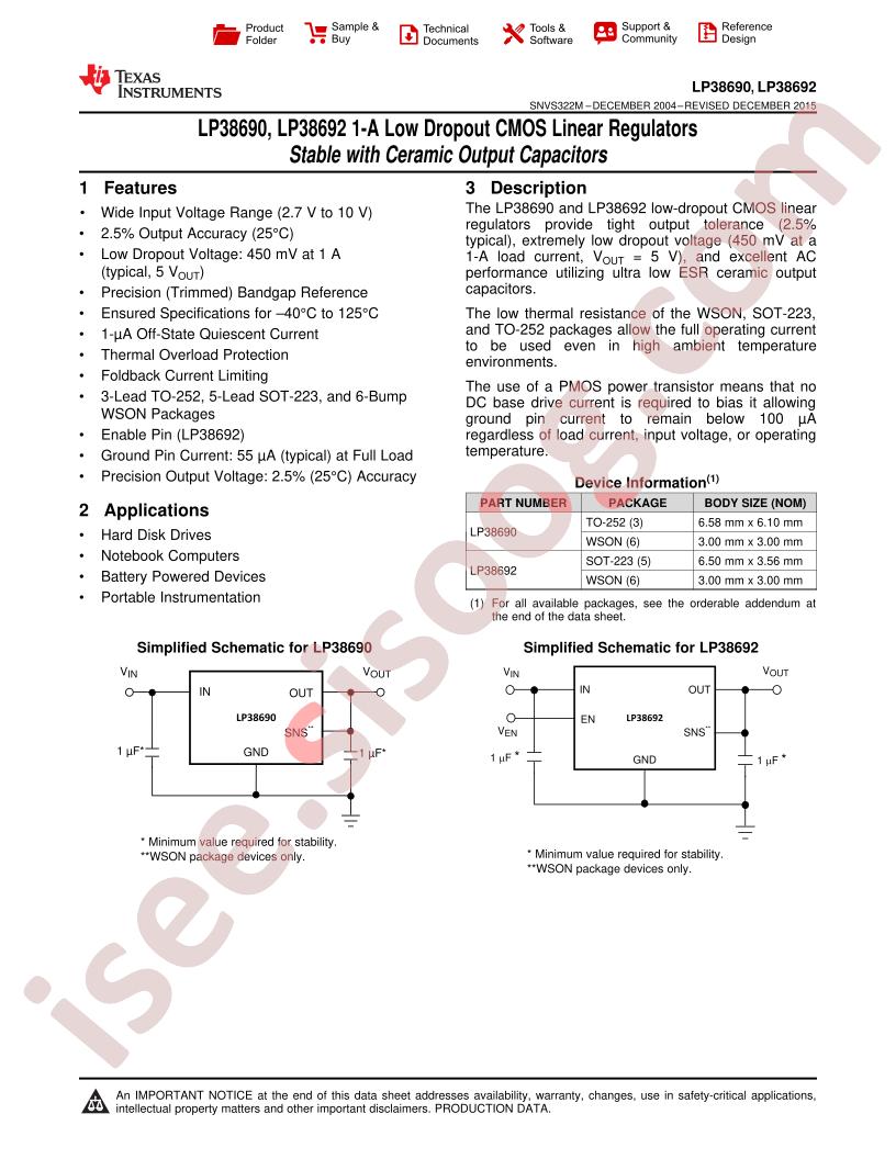 LP38690, LP38692 Datasheet