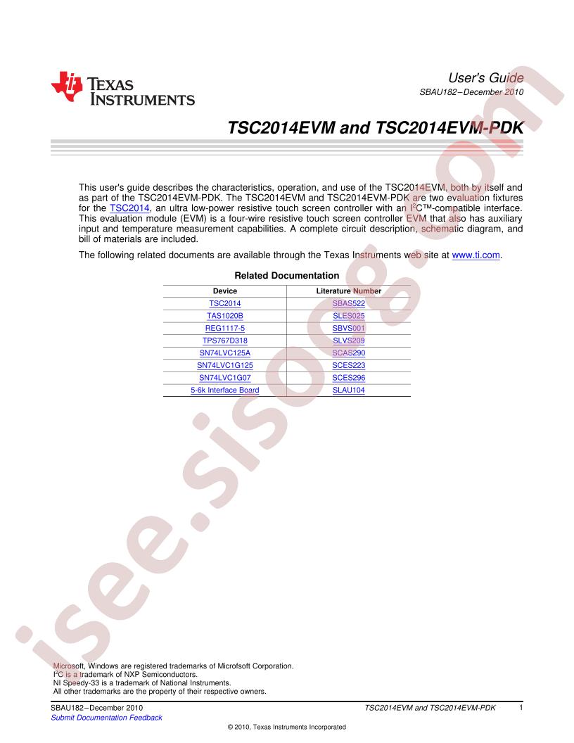 TSC2014EVM User Guide