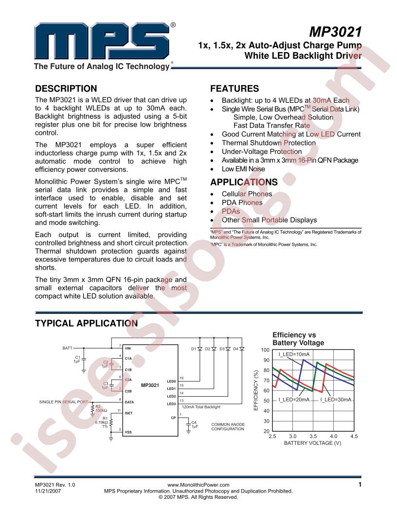 MP3021 Datasheet