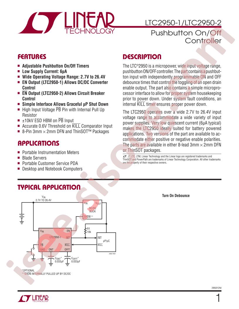 LTC2950-1, LTC2950-2