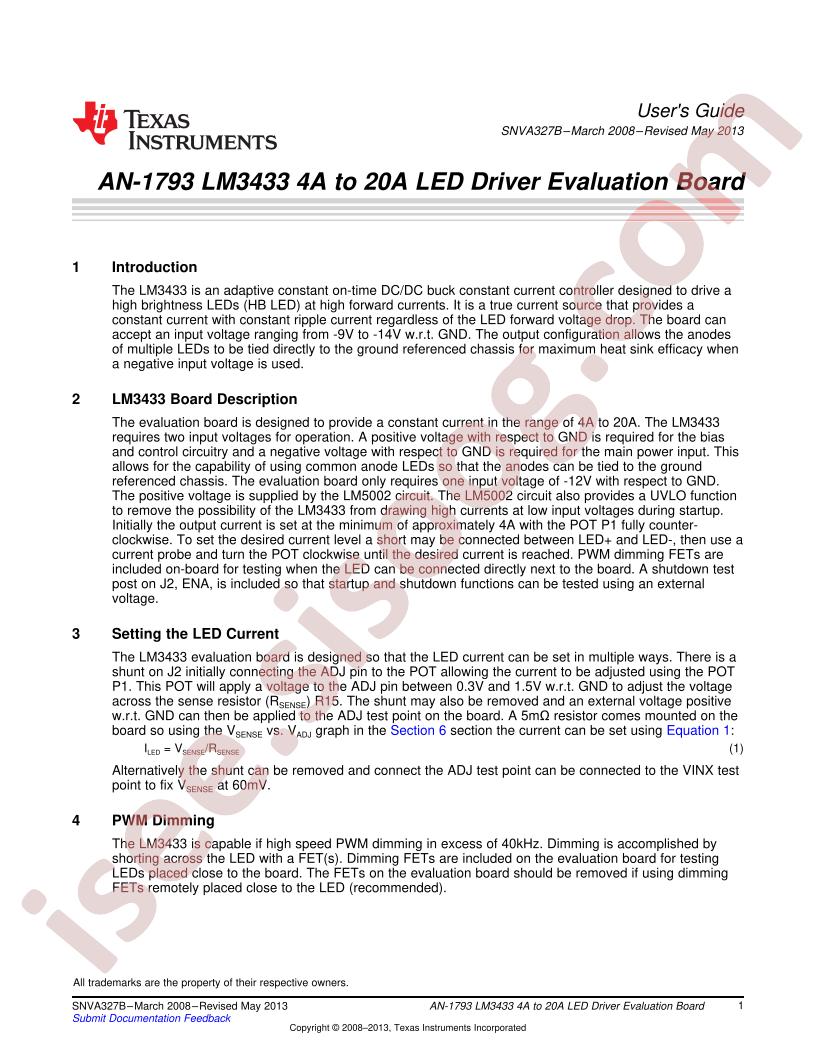 LM3433 Eval Brd Guide