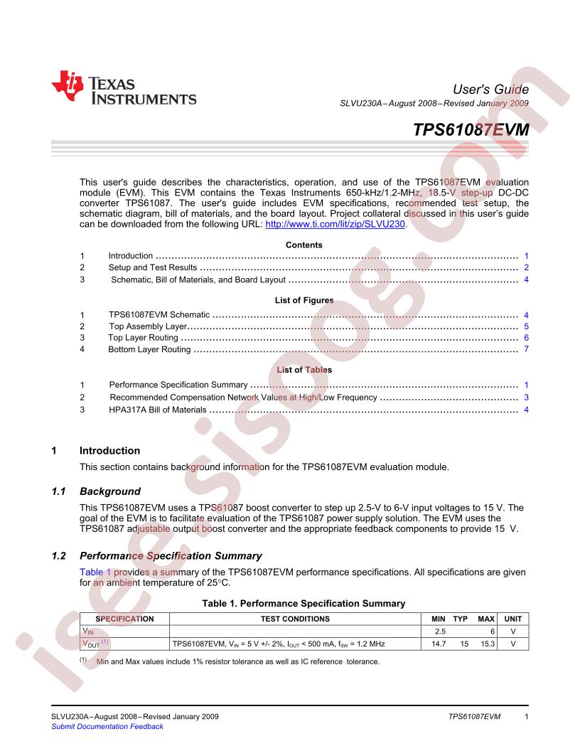 TPS61087EVM User Guide