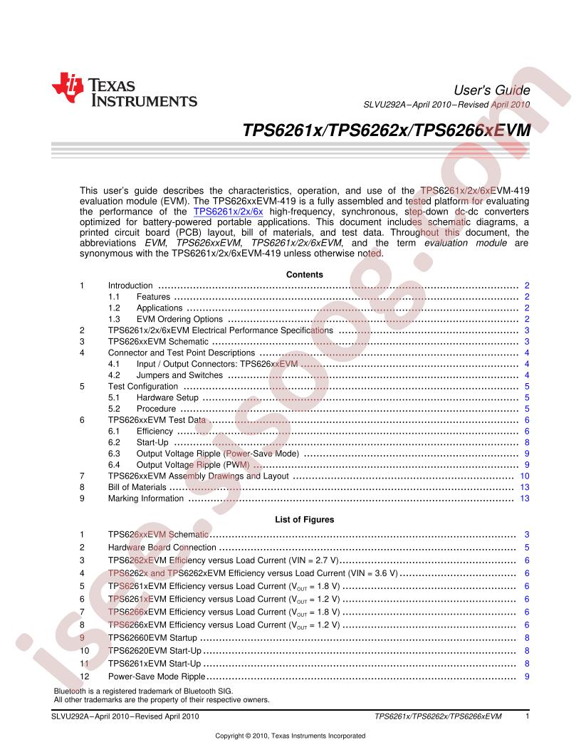 TPS6261x/TPSx/TPSxEVM User Guide