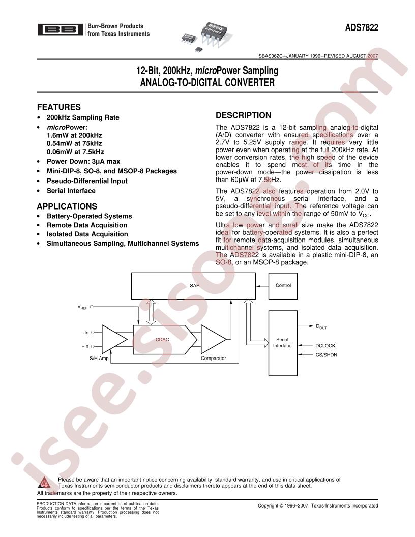 ADS7822 Datasheet
