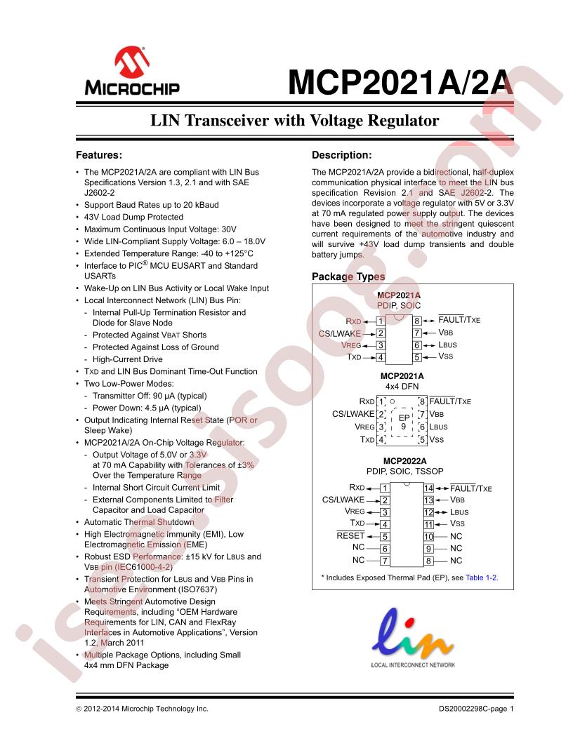 MCP2021A,2A Datasheet