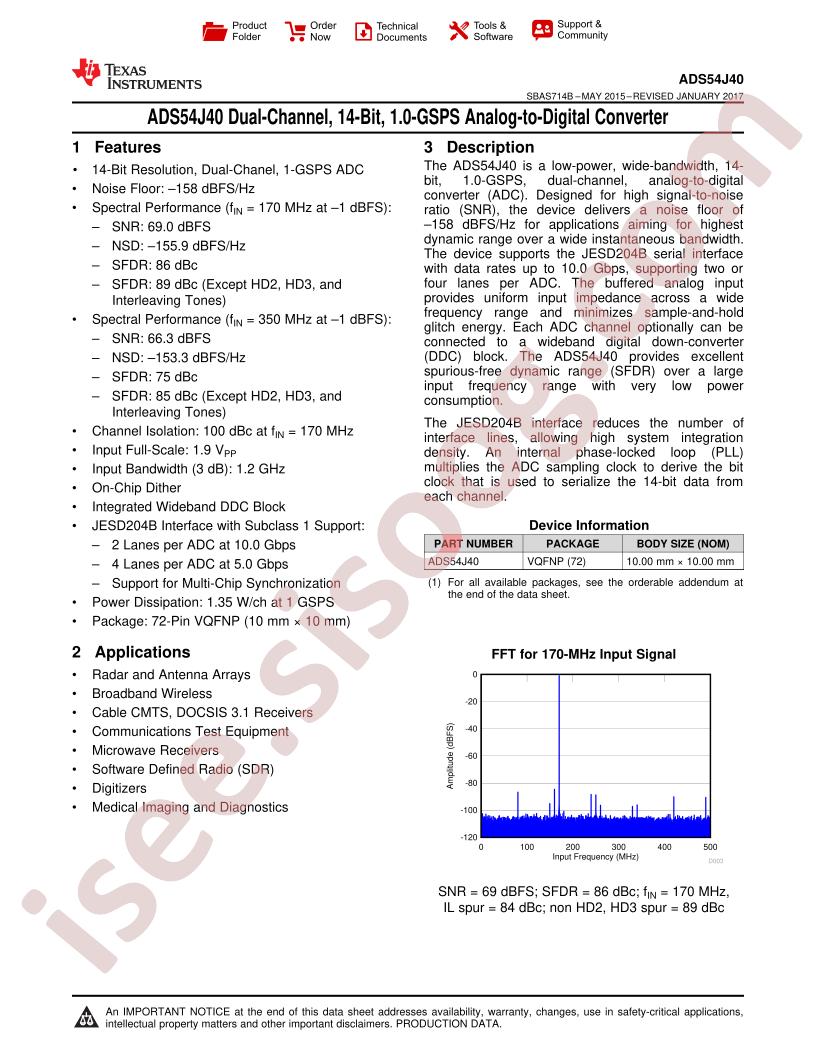 ADS54J40 Datasheet