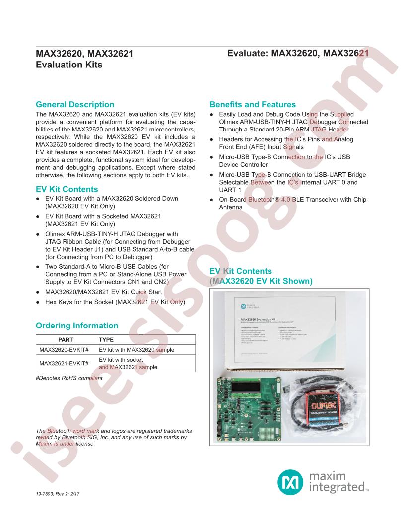 MAX32620-21 Evaluation Kits