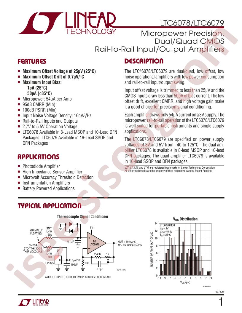LTC6078, LTC6079 Datasheet