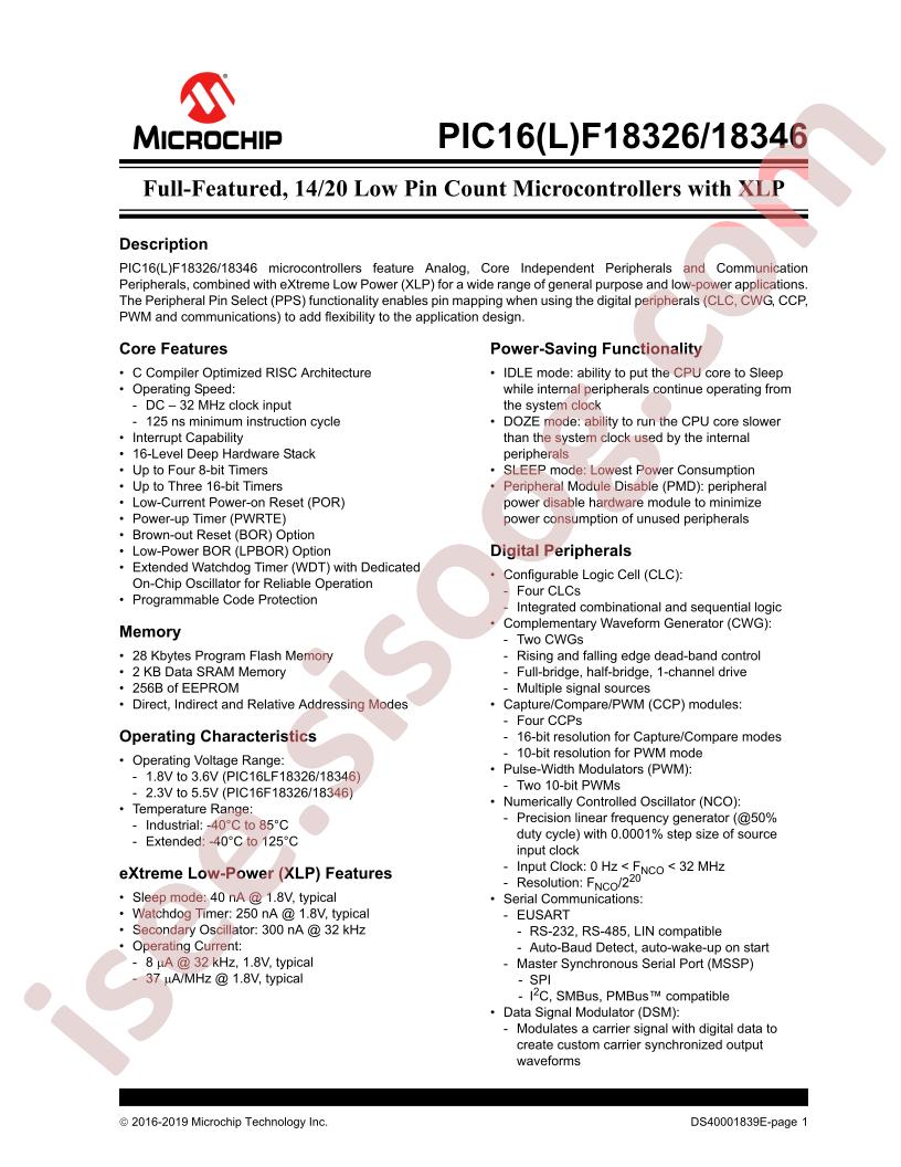 PIC16(L)F18326,46 Datasheet