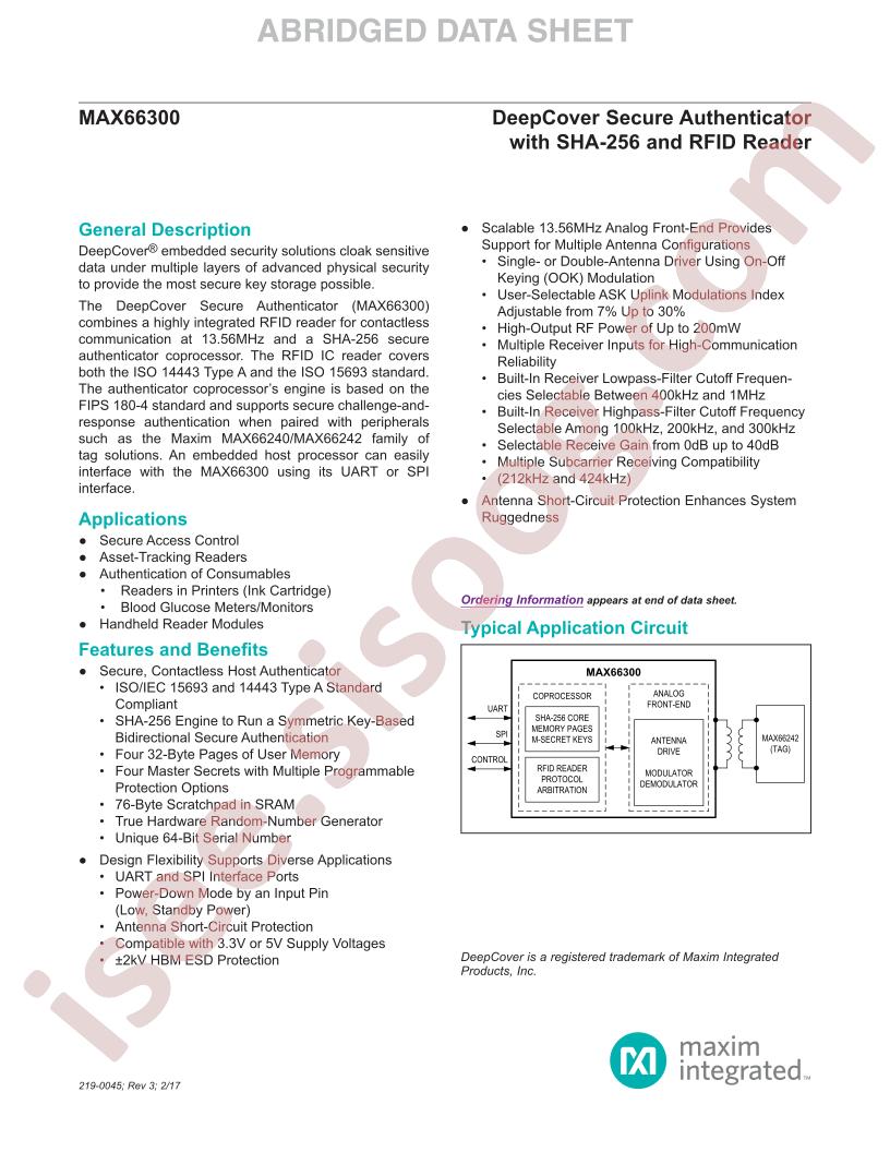 MAX66300 Abridged Datasheet