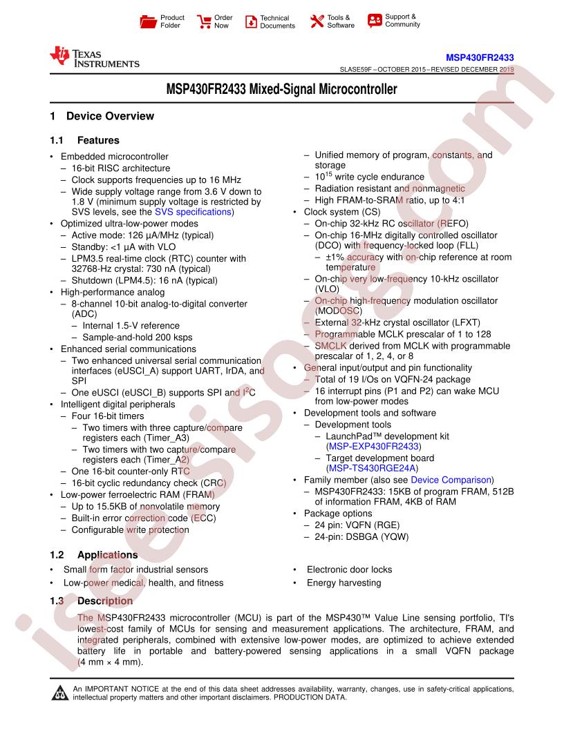 MSP430FR2433 Datasheet