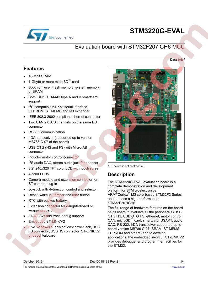 STM3220G-EVAL Brief