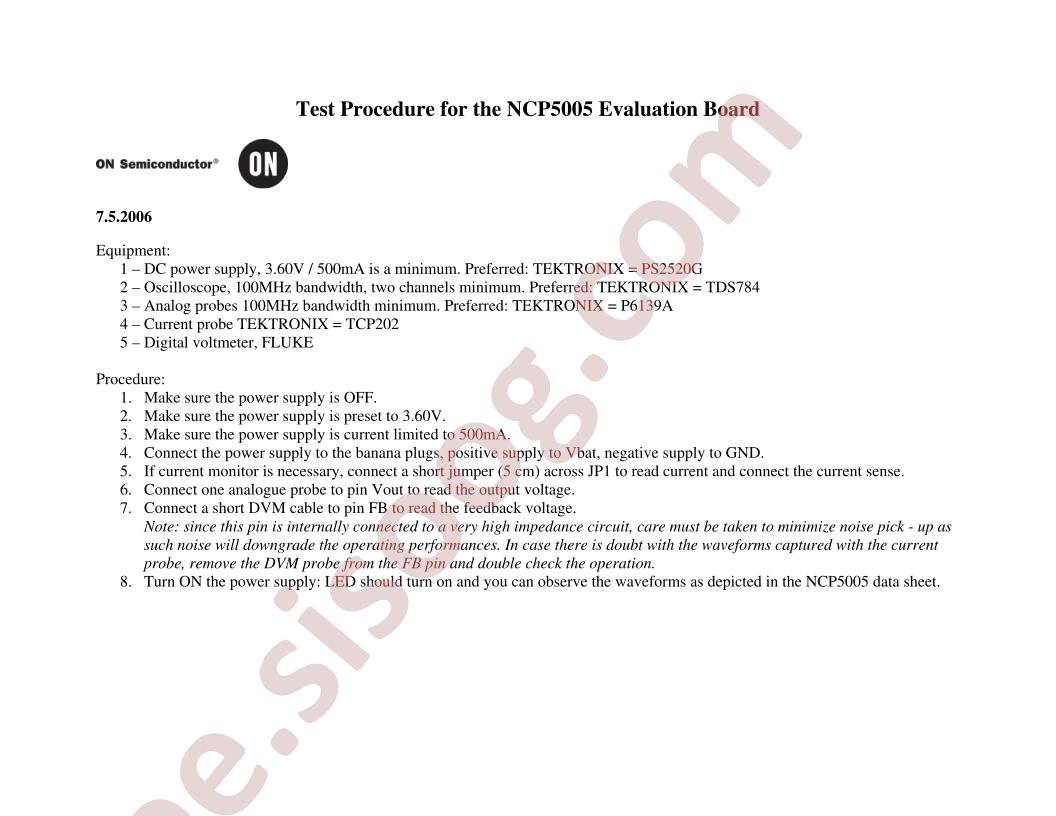 NCP5005 EVB Test Procedure