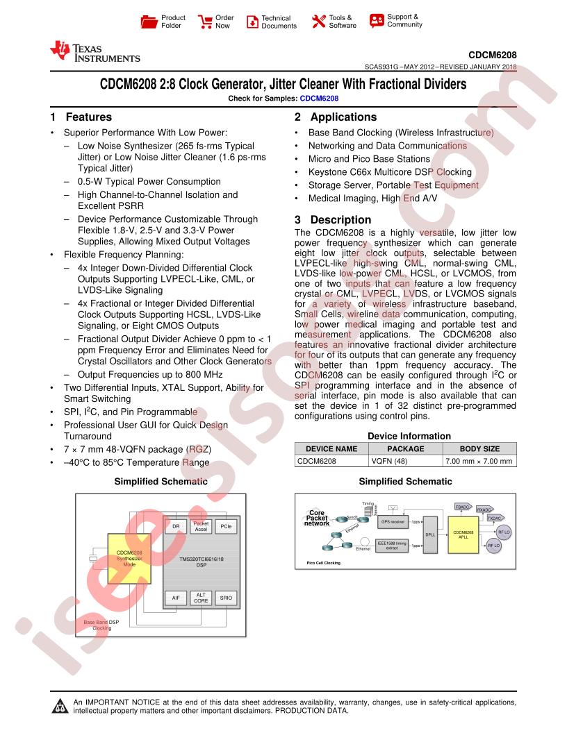 CDCM6208 Datsheet