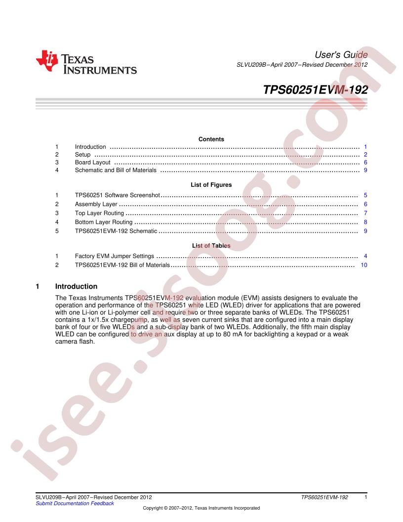 TPS60251EVM-192 Guide