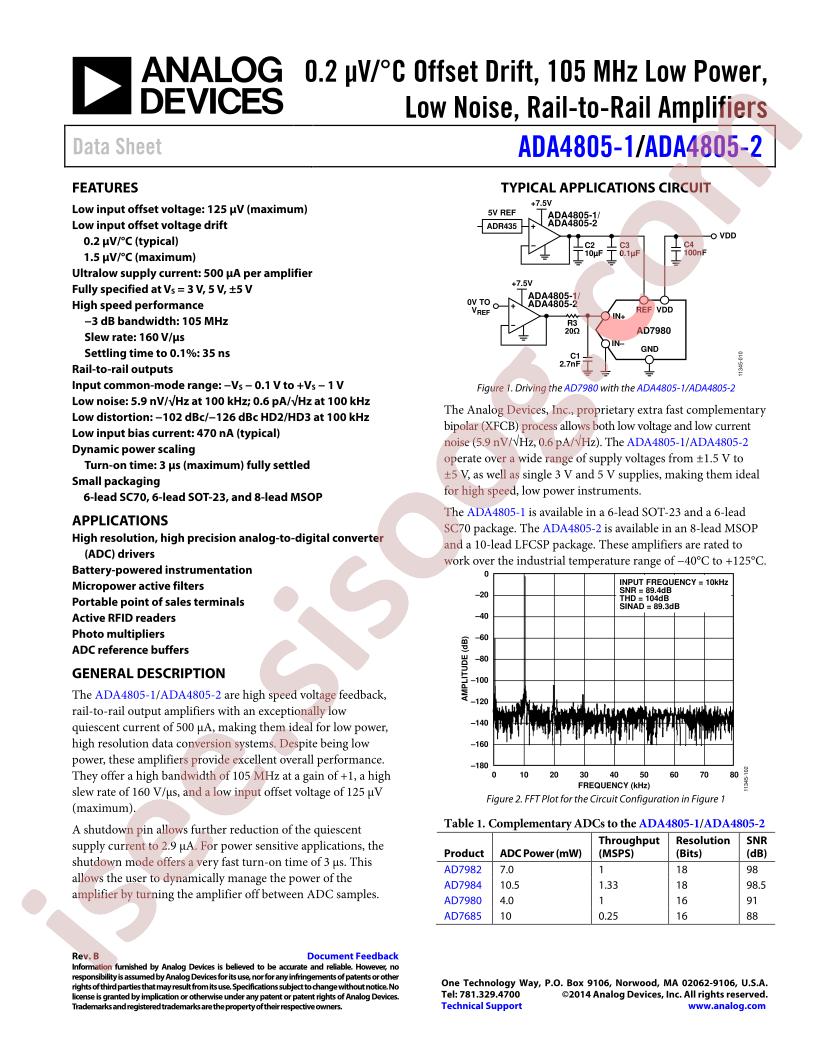 ADA4805-1,2 Datasheet