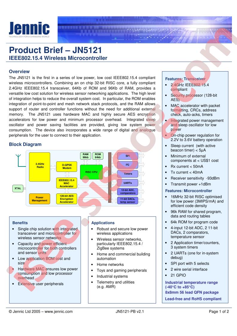 JN5121 Product Brief