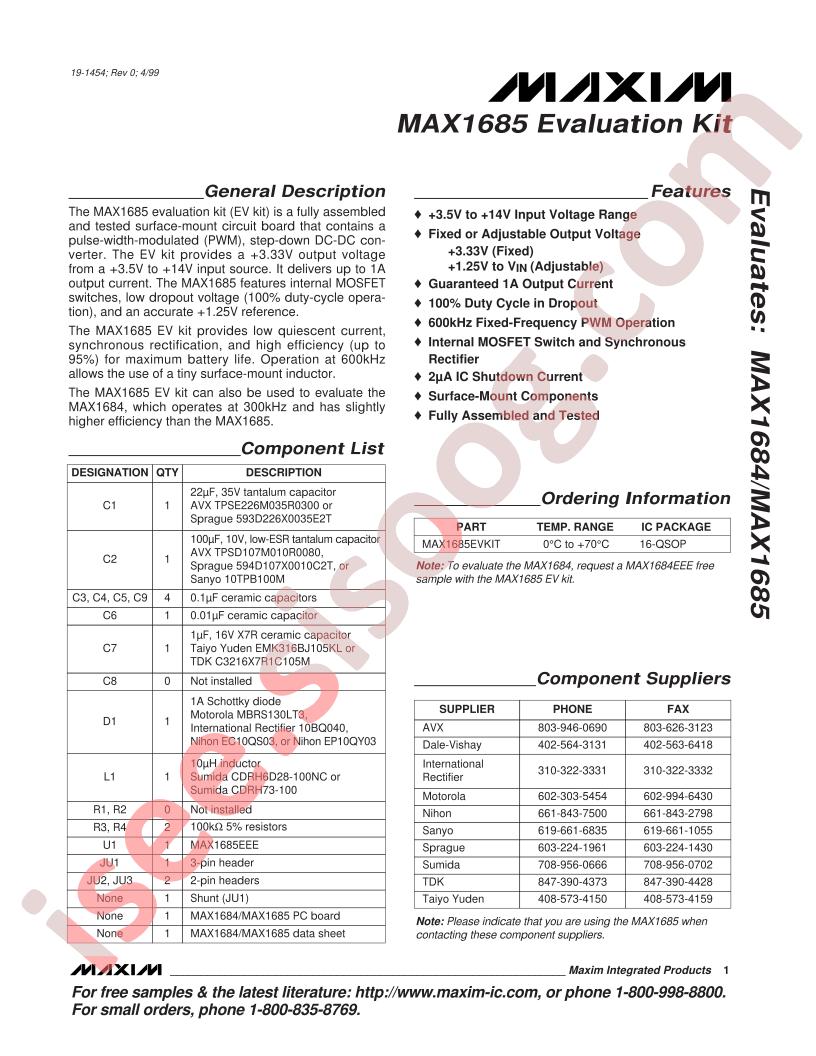 MAX1685 Eval Kit