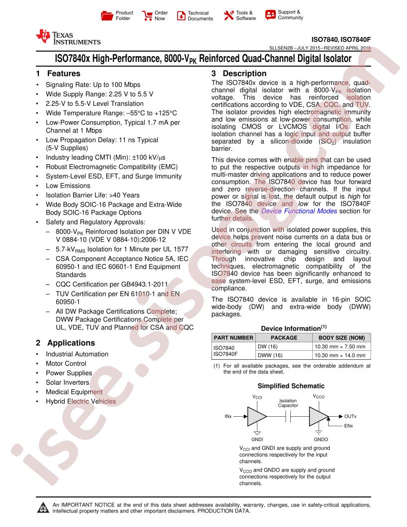 ISO7840(F)DW Datasheet