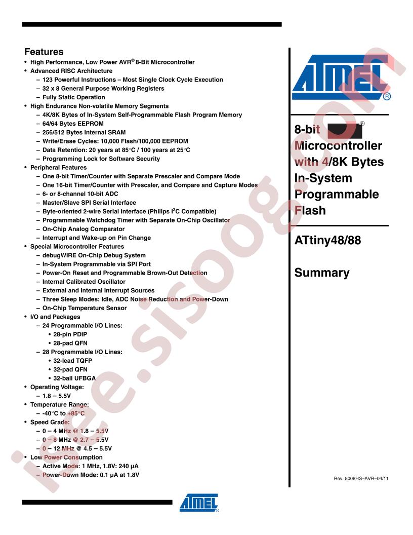 ATTINY48/88 Summary