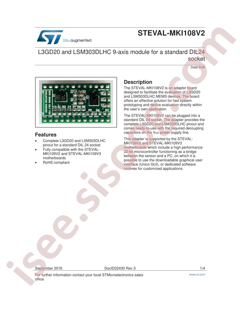 STEVAL-MKI108V2 Data Brief