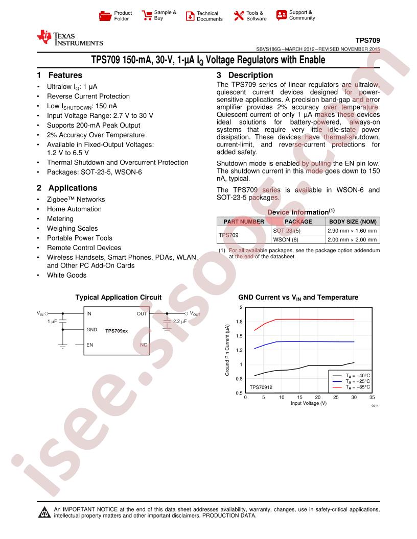 TPS709 Datasheet