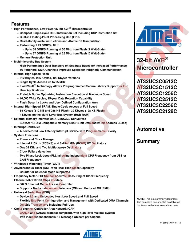 AT32UC3CyyyyC Automotive Summary