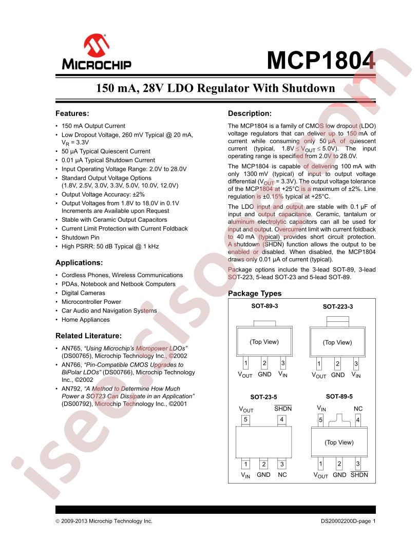 MCP1804 Datasheet