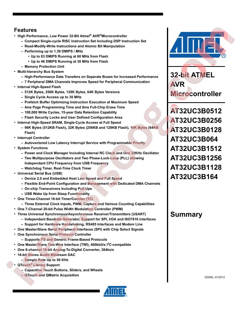 AT32UC3B Series Summary